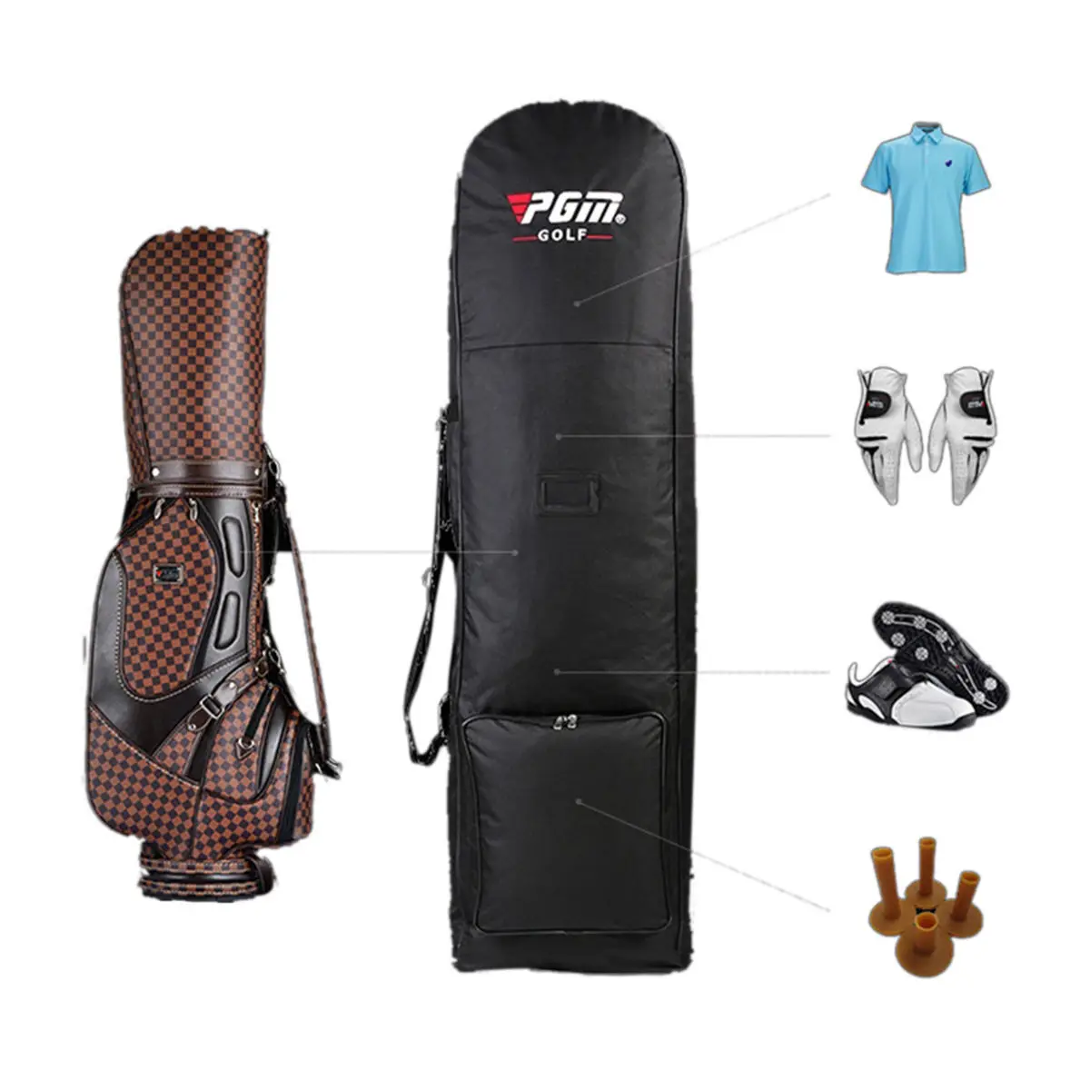 Black Golf Air Travel Bag 2Wheels Large Capacity Carry Foldable Flight Consignment Aviation Bag Travelling Golf Bags In 4 Colors