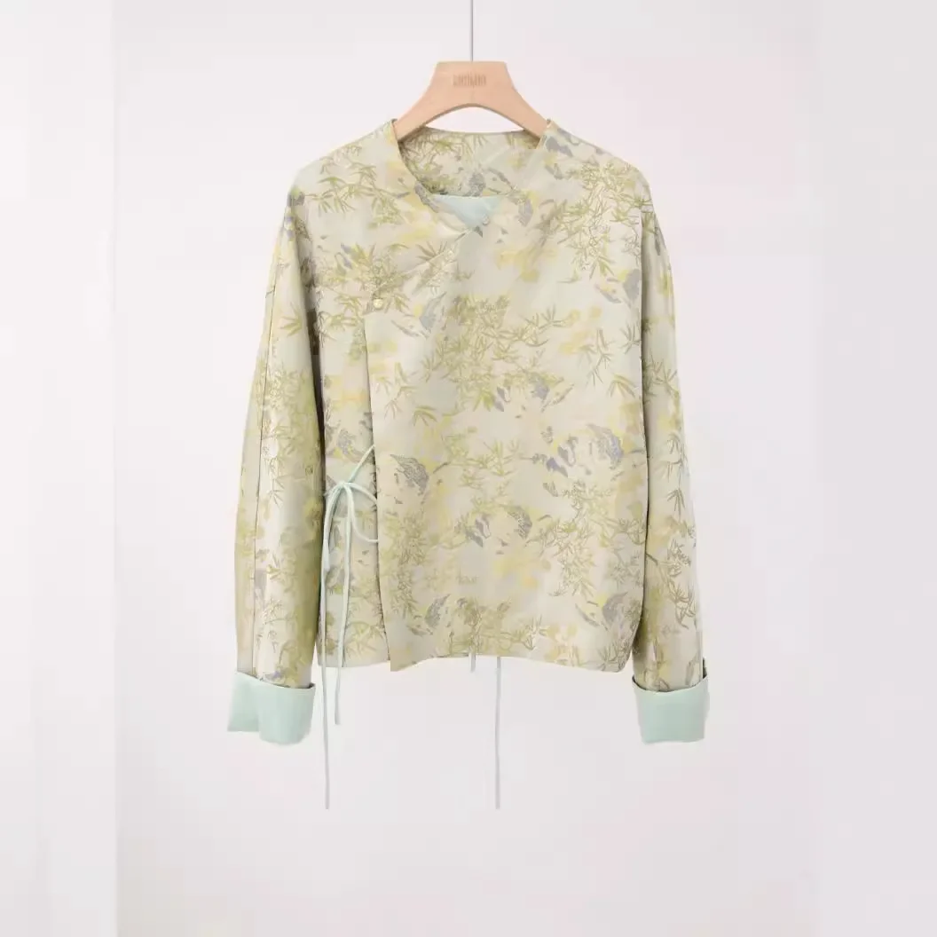 Женская новая куртка в китайском стиле Новое поступление 2024 мощная шелковая