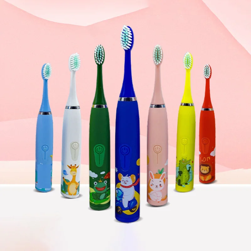 

Children Sonic Electric Tooth Brush Child Toothbrush Cartoon for Kids Teeth Whitening Rechargeable with 6/8 Soft Replace Heads