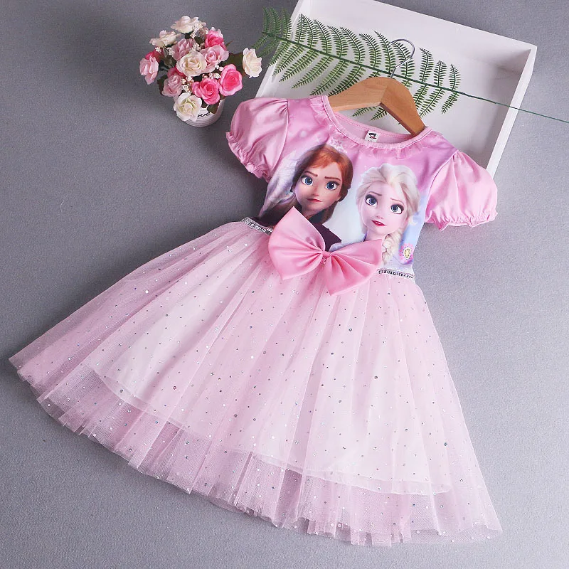 New Elsa Princess Dress With Cape Girls Dress Summer Kids Dress Long-sleeved Children's Western Style Elsa Frozen Dress 2-8Y