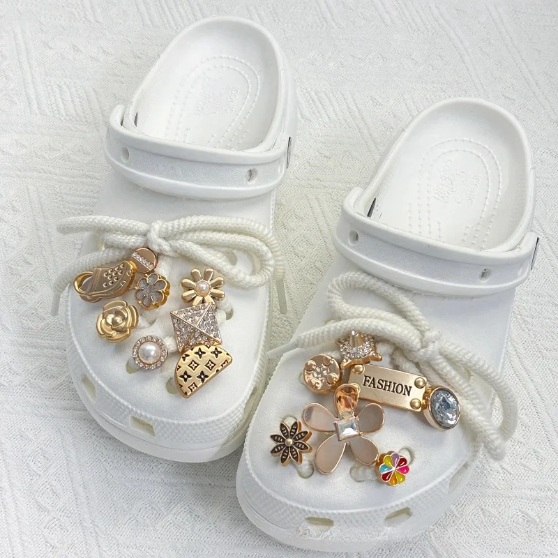 15 шт. Роскошные подвески для обуви с цветочным орнаментом кружева блестящее