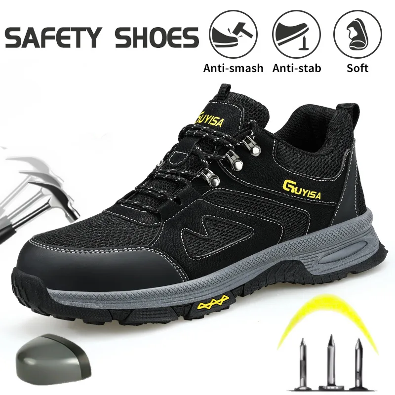 

Men Safety Shoes Breathable Lightweight Work Sneakers Steel Toe Work Shoes Men Women Indestructible Shoes Anti-Smash Safety Boot