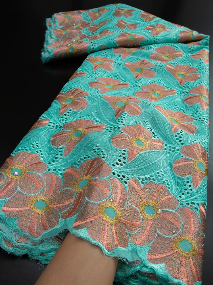 

New African Lace Fabric 2023 High Quality Nigerian Cotton Lace Fabric Embroidery Swiss Voile Lace Fabirc For Party Dress TY3288