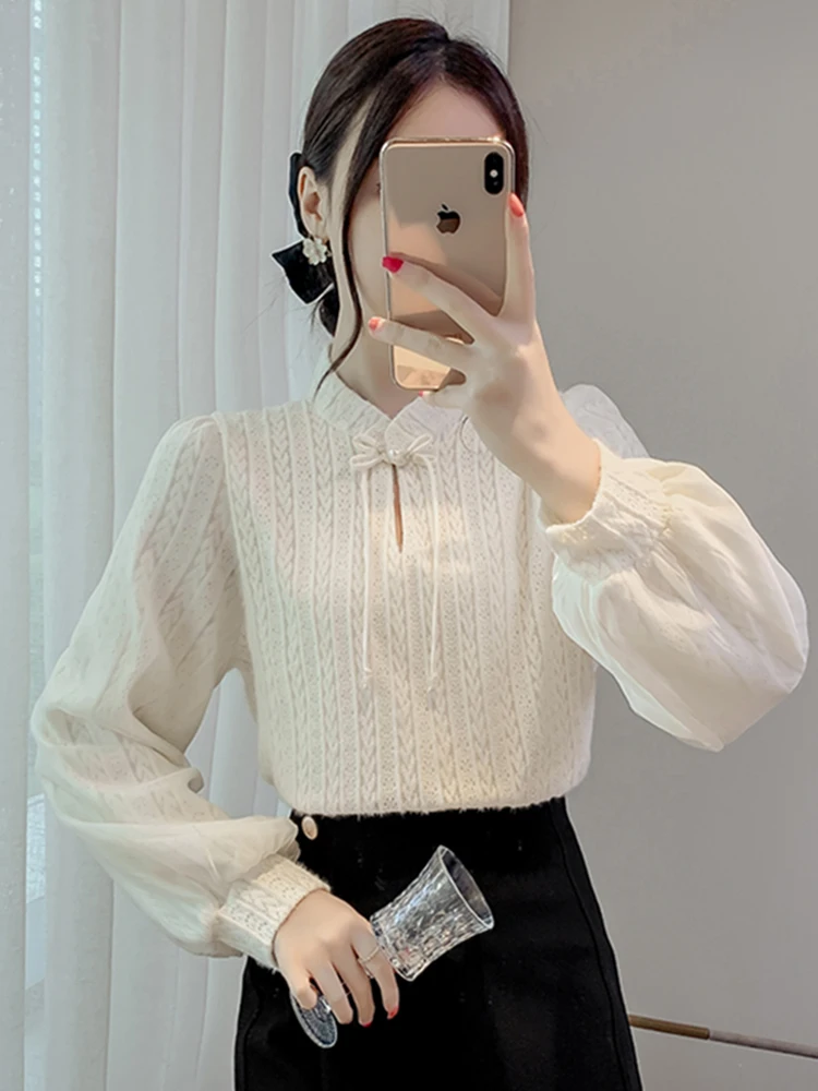 Новая китайская рубашка с воротником-стойкой и пряжкой кружевная нижняя женская