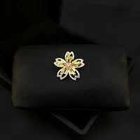 cute cherry blossom small brooch womens high grade crystal jewelry flower pins fixed clothes anti exposure ornament pins gifts