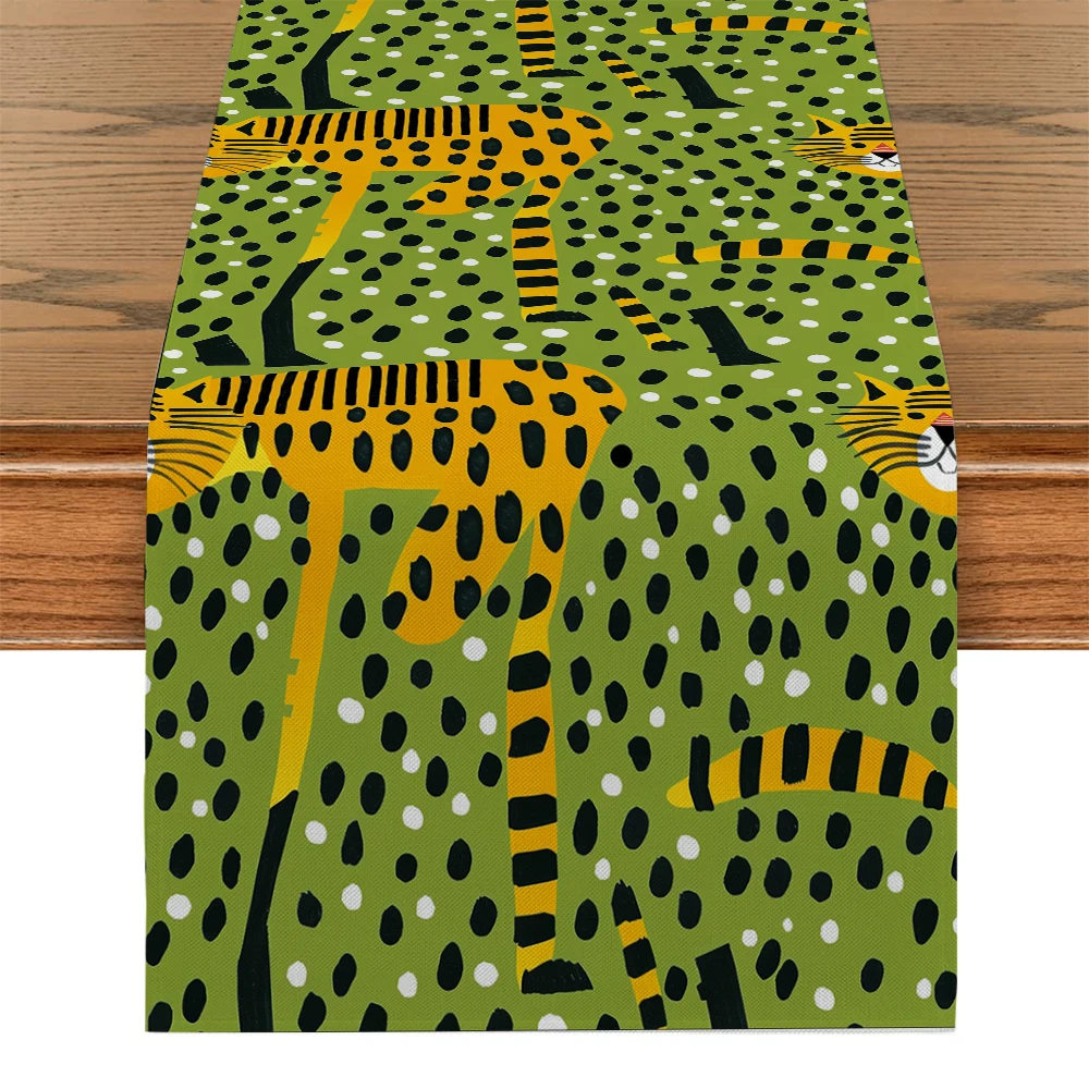 Настольная дорожка в горошек с тигром комод декор для кухни праздничная