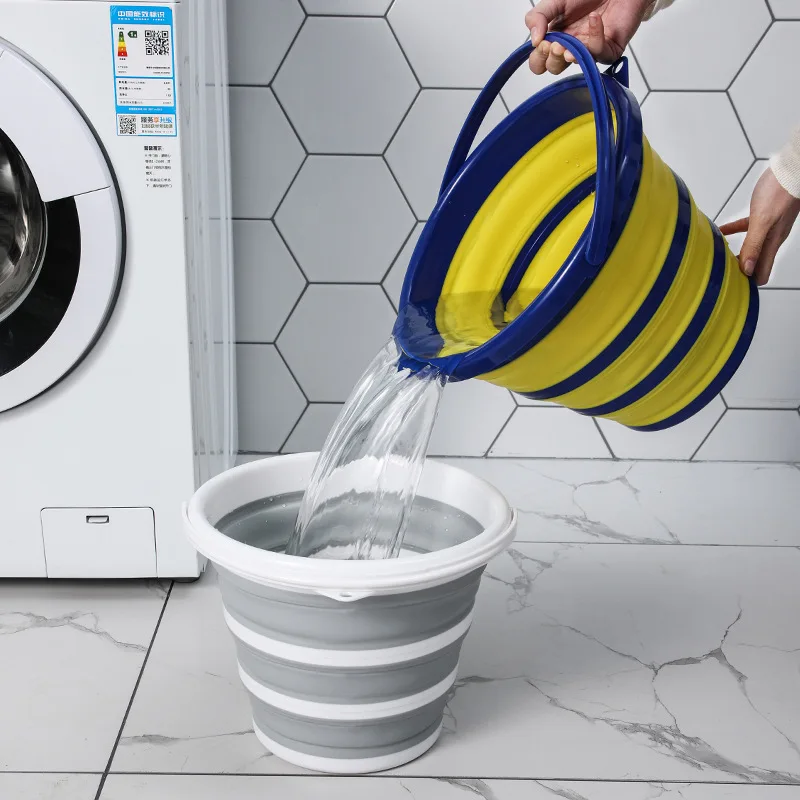 

10L Portable Folding Bucket Silicone Plastic Car Wash Bucket Child Outdoor Travel Fishing Bucket Home Storage Bucket Feet Basin
