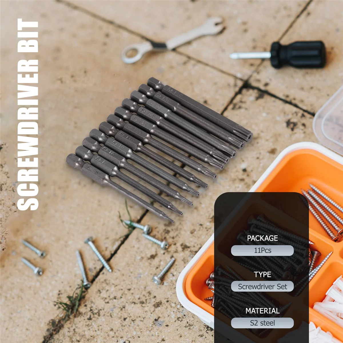 11 шт. 75 мм Магнитные стальные биты для отверток S2 Шестигранная звездообразная