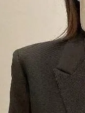 Women Blazer Double Breasted Long Sleeve Suit Coat