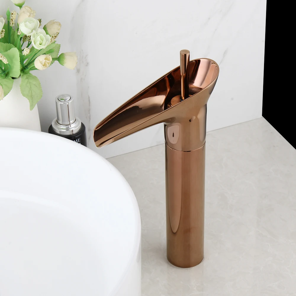 

YANKSMART Rose Golden Faucet Bathroom Deck Mounted Basin Faucets Bathtub Tap Hot And Cold Water Tap Sink Mixer Torneira