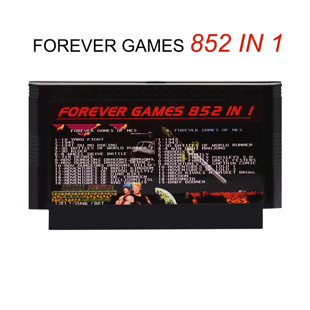 

852 in 1 Game Cartridge Games Memory Card For 8 Bit 60 Pins Console For Nintendo Classic FC Family Computer Famicom