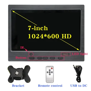 7inch IPS Portable Display HD 1024x600 Screen AV CCTV Monitor For Raspberry Pi HDMI-compatible VGA D-SUB Reversing Camera 2