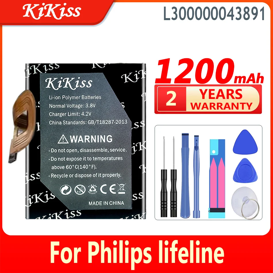 

1200mAh KiKiss Powerful Battery L300000043891 (lifeline) For Philips lifeline Digital Batteria