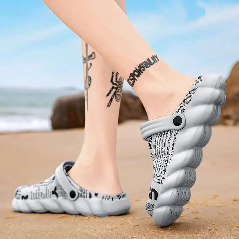 

Chunky Soles Beach Sandals Men Chunky Soles Luxury Slippers Multi-Colored Men's Casual Shoes Summer Slip-Ons Men's Clogs Tennis