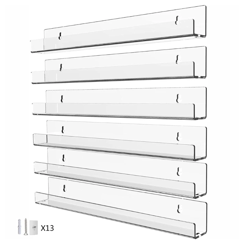 

Clear Acrylic Storage Shelf Floating Rack Bathroom Kitchen Organizer Drop Shipping