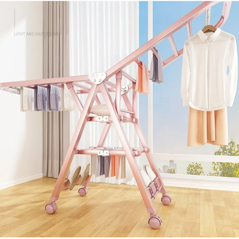 

Hanger Sheets Home Folding Clothes Rack Convenient Pulley Drying Rack Multi-layer Multi-rod Coat Hangers Stable Load-bearing