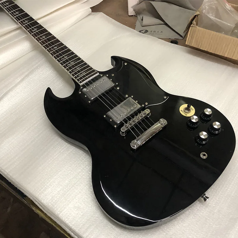 

High Quality SG 6 strings Electric Guitar Mahogany Body Rosewood Fingerboard Chrome Hardware Black Gloss Finish