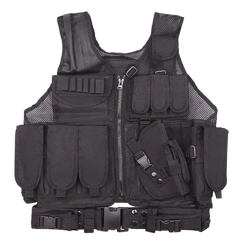 

Men Military Tactical Vest Paintball Camouflage Molle Hunting Vest Assault Shooting Hunting Plate Carrier With Holster