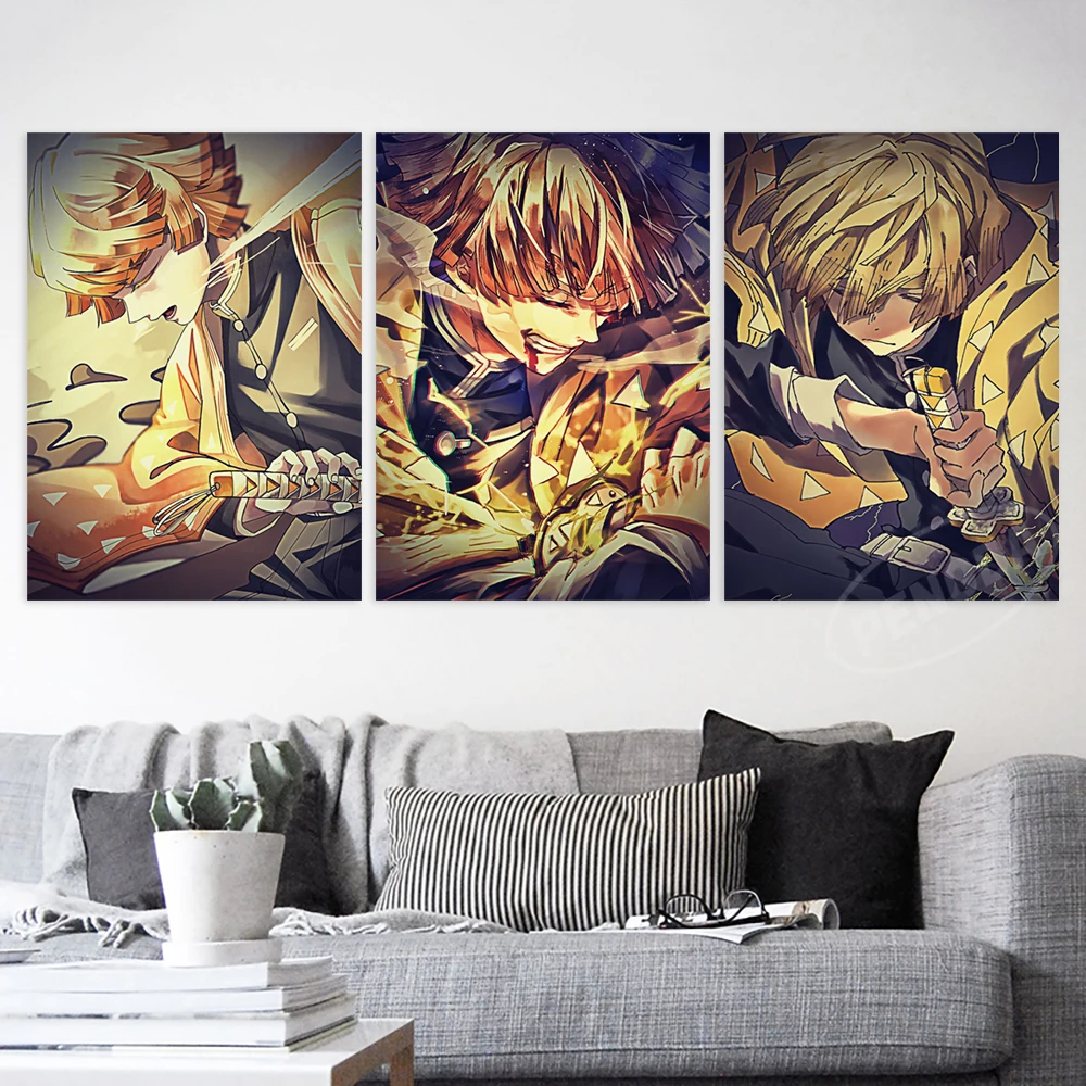 

Canvas Print Anime Picture Wall Demon Slayer Artwork Agatsuma Zenitsu Paintings Janpanese Home Decoration Poster For Living Room