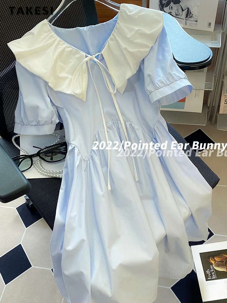 

Женское шифоновое платье средней длины, милое лоскутное платье-трапеция с коротким рукавом, завышенной талией и шнуровкой, лето 2023