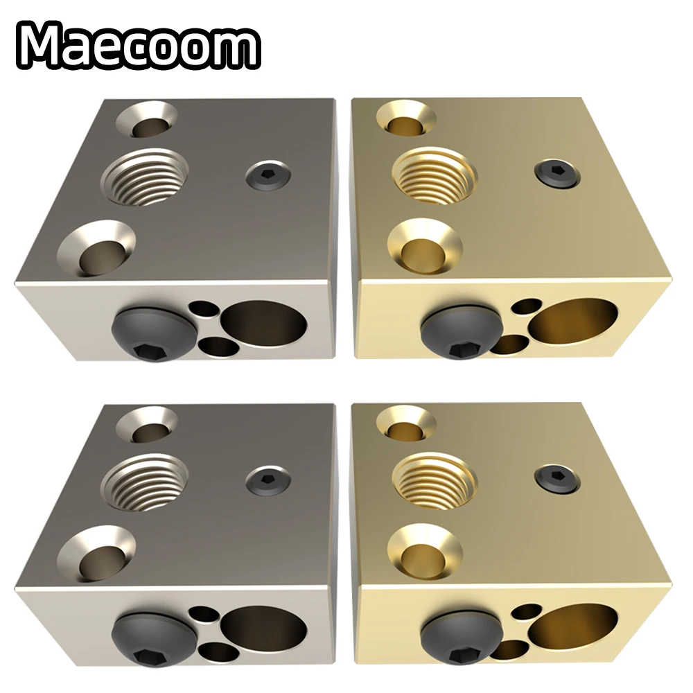 3D Printer Copper Heated Block Ender 3 CR8 CR10 Printer Head Extrusion Aluminum Brass Heated Block for MK8 Nozzle