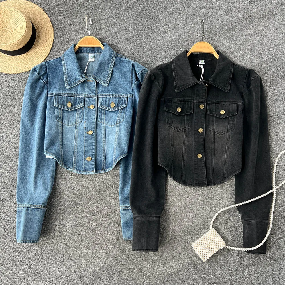 

Autumn New Long-sleeved Design Sense Retro Slim Thin Short Casual Denim Jacket