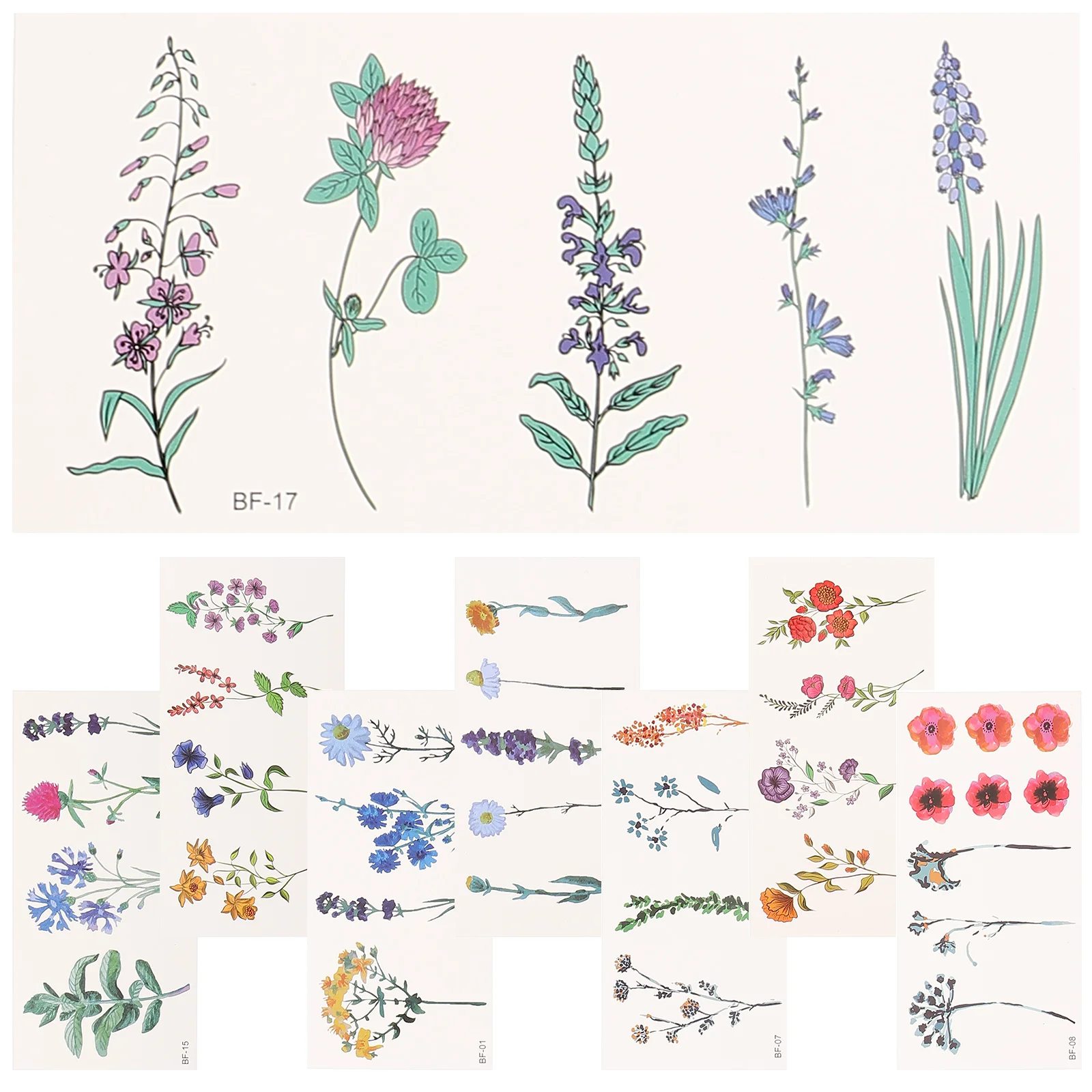 

8 Sheets Floral Tattoos Stickers 3D Flower Temporary Tattoos Stickers for Women