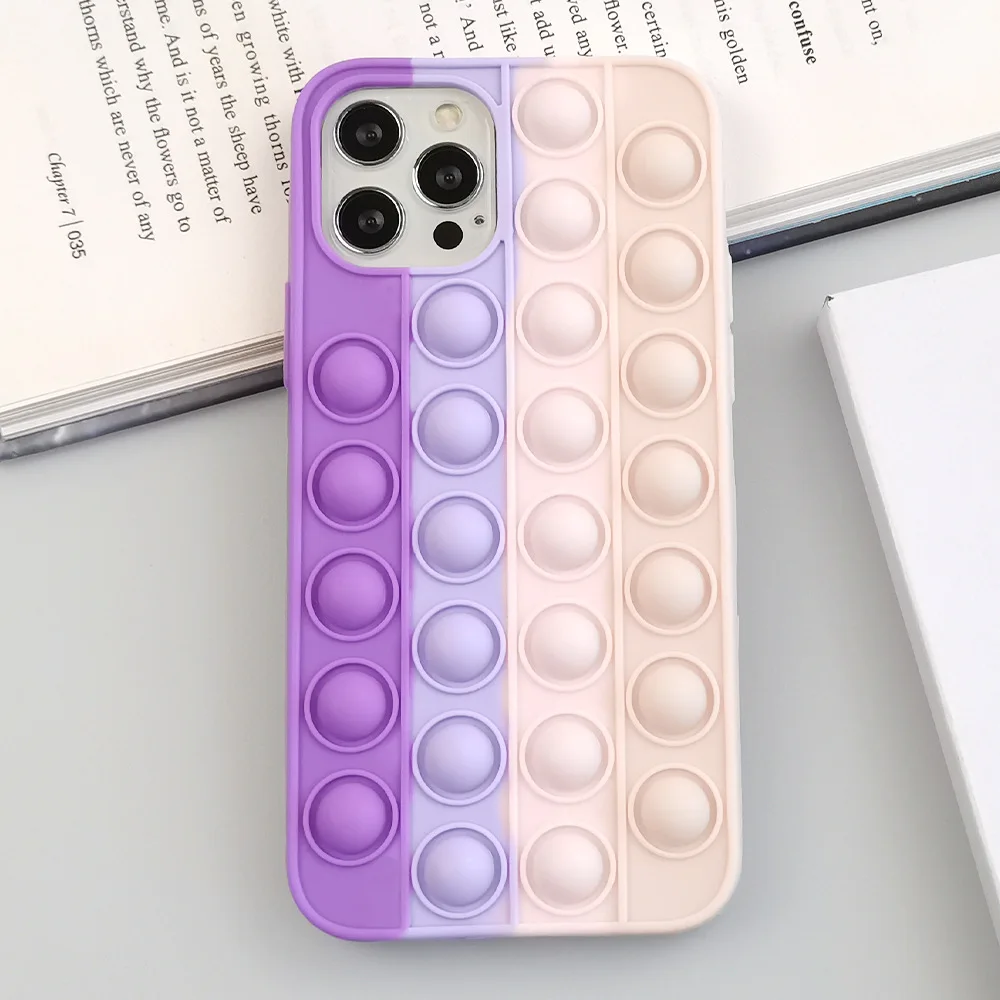 Pop Fidget Toy Push Bubble Rainbow Silicone Phone case For Iphone XS 11 12 13 Pro Max For iphone XR X 7 8Plus Soft Phone Cover