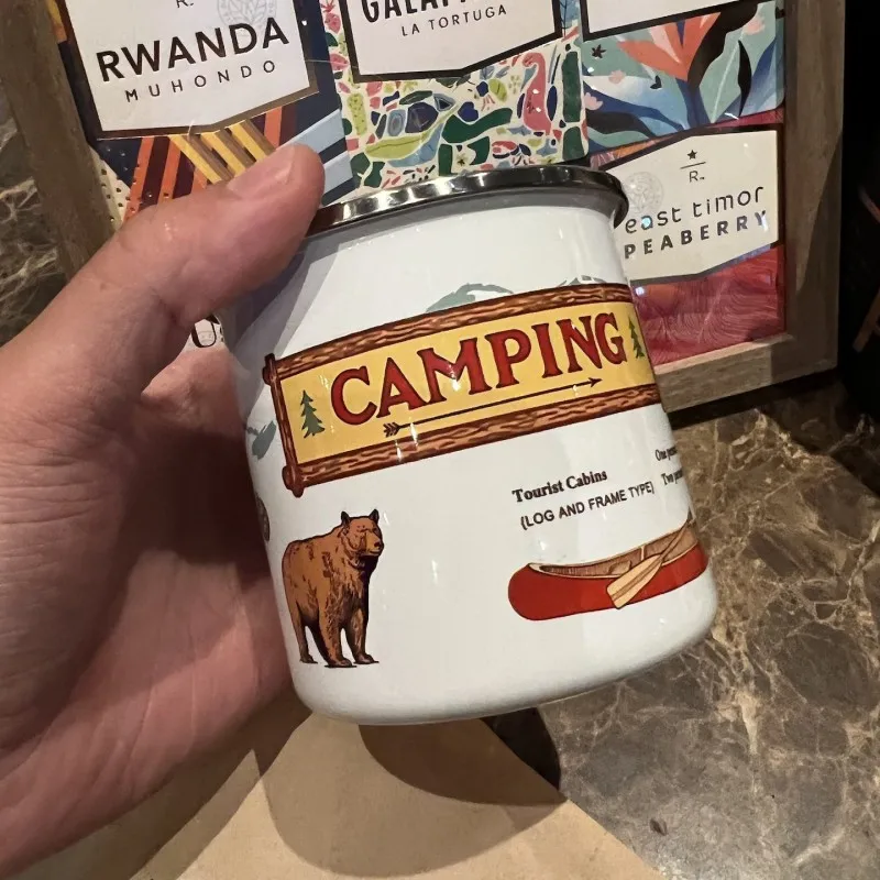 

Water Glass Mug Coffee Cup Enamel Cup Camping Cups Drinkware Kitchen Dining Bar Home Garden