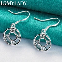 urmylady 925 sterling silver roman round hollow earrings eardrop for women fashion wedding engagement party charm jewelry