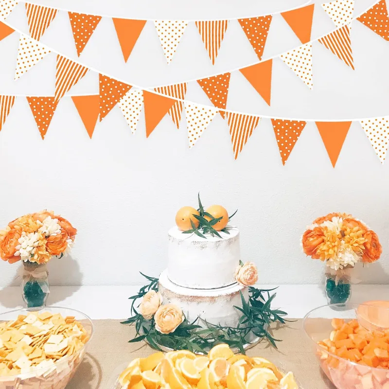 32 фута оранжево-белая полоса в горошек висячий треугольный флаг фотоэлемент для