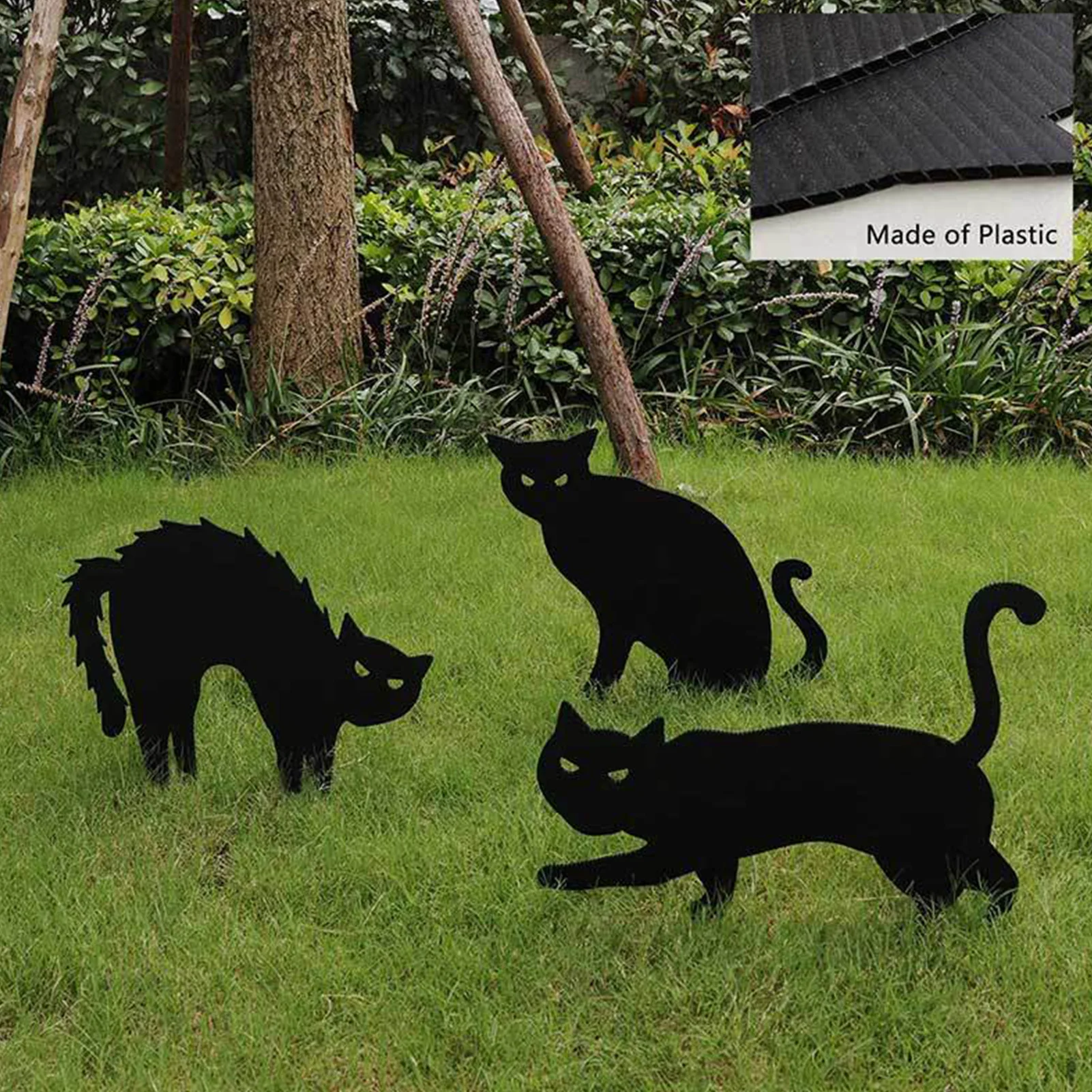

Halloween Black Cat Garden Silhouette Stakes Halloween Ornament Cat Silhouette Decorations Yard Sign Courtyard Lawn Scary Decor