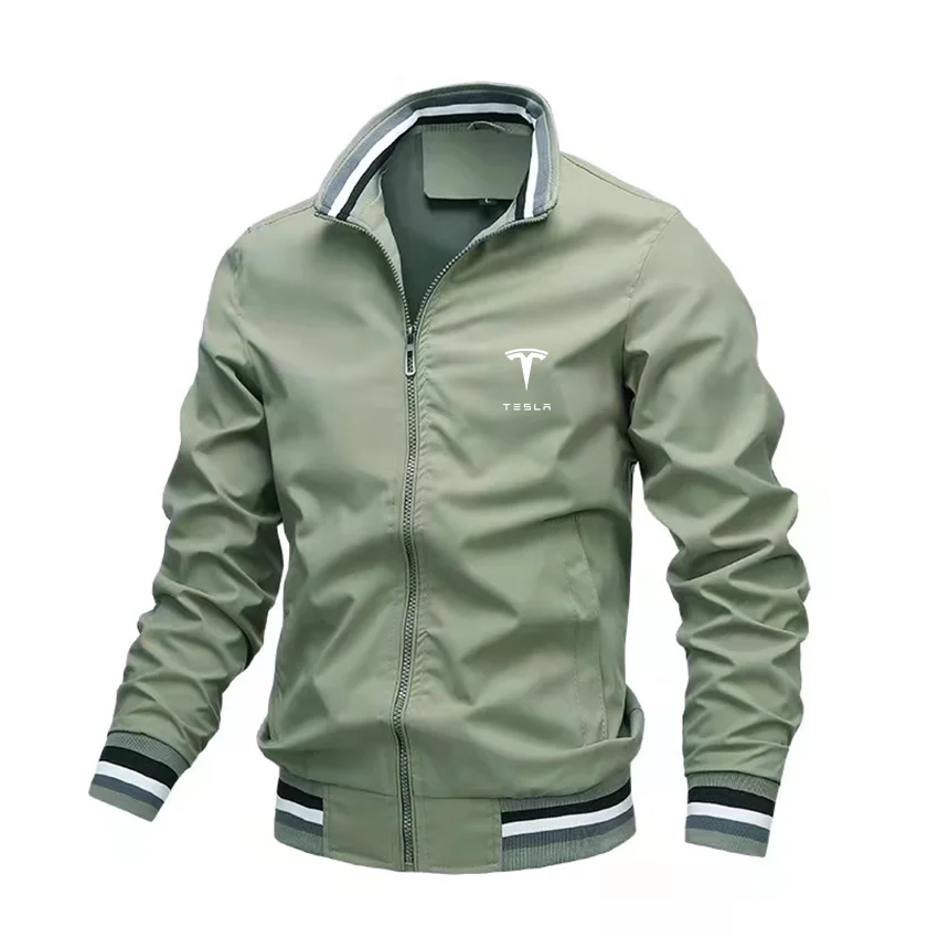 

2022 Tesla Car Logo Fashion Jacket Men's Windbreaker Bomber Jacket Spring Autumn Men's Outdoor Clothing High Quality Teen Jacket
