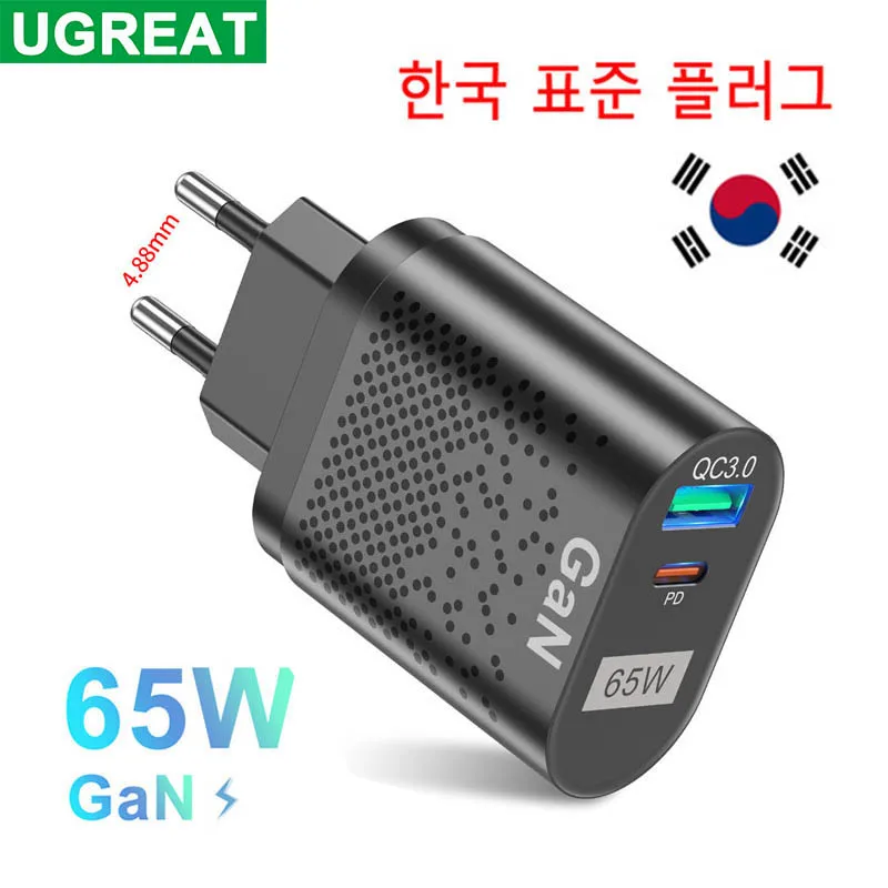65W GaN Charger Tablet Laptop Fast Charger Type C PD Quick Charger Korean Specification Plugs Adapter For iPhone Samsung