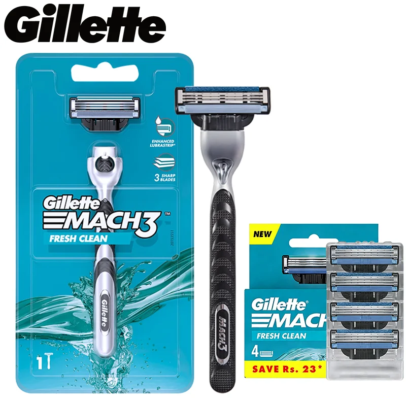 Фото Бритва Gillette Mach3, мужской набор для бритья, трёхслойное лезвие, лезвия Mach 3, материал из нержавеющей стали №1