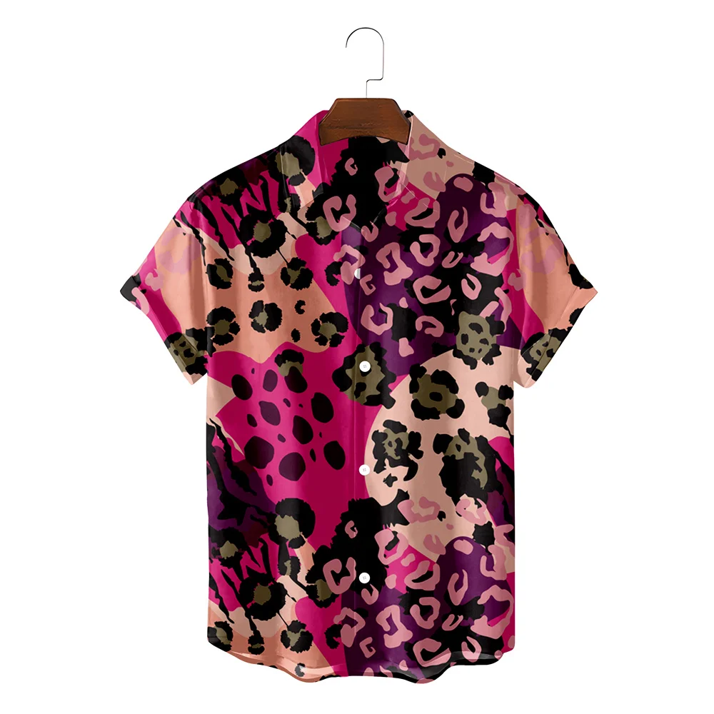 

Рубашка мужская с леопардовым принтом, на пуговицах, в стиле ретро