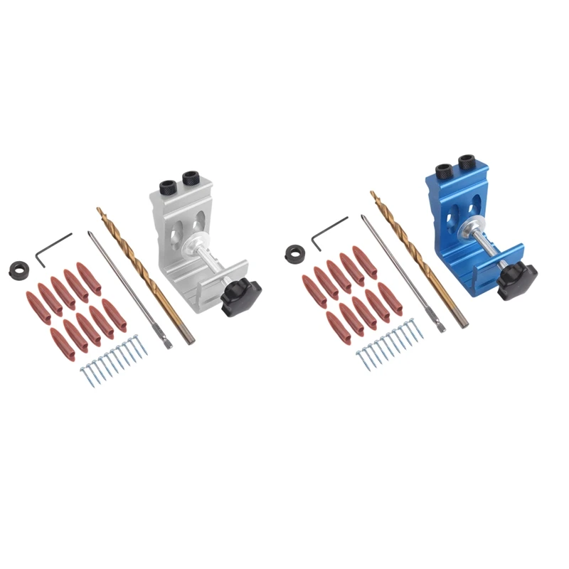 

Pocket Hole Jig Kit Metal Pocket Hole Jig Kit 27PCS Woodworking Locator Puncher Inclined Hole Positioner Wood Dowel