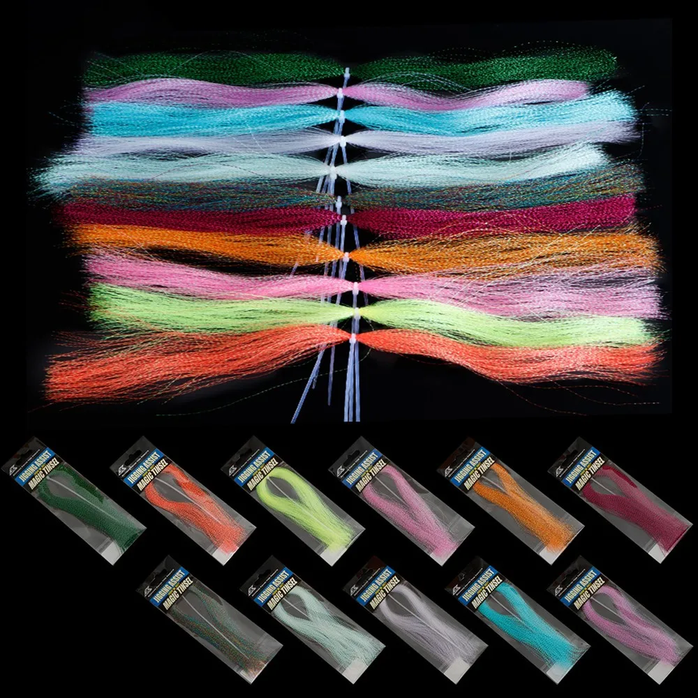 

Glow Material UV Holographic Tinsel Twisted Fly Tying Crystal Jigs Hook Assist For Fly Tying Assist Hook Tying Lure Durable