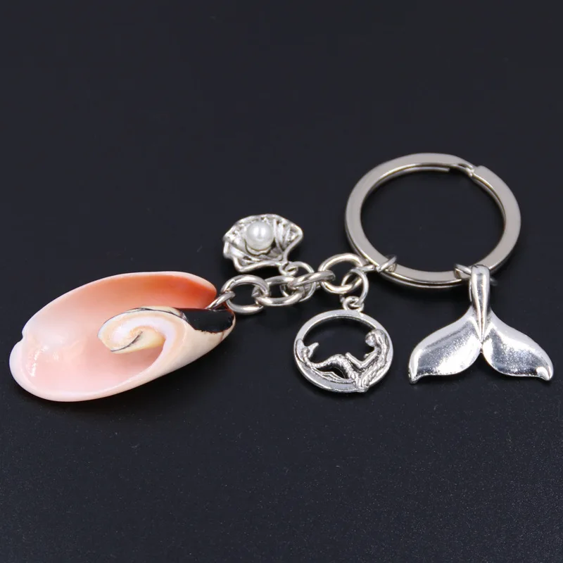 

Ocean Pearl Shell Keychain Mermaid KeyRing Women Man Accessories Jewelry Bag Pendant Friendship Family Gift