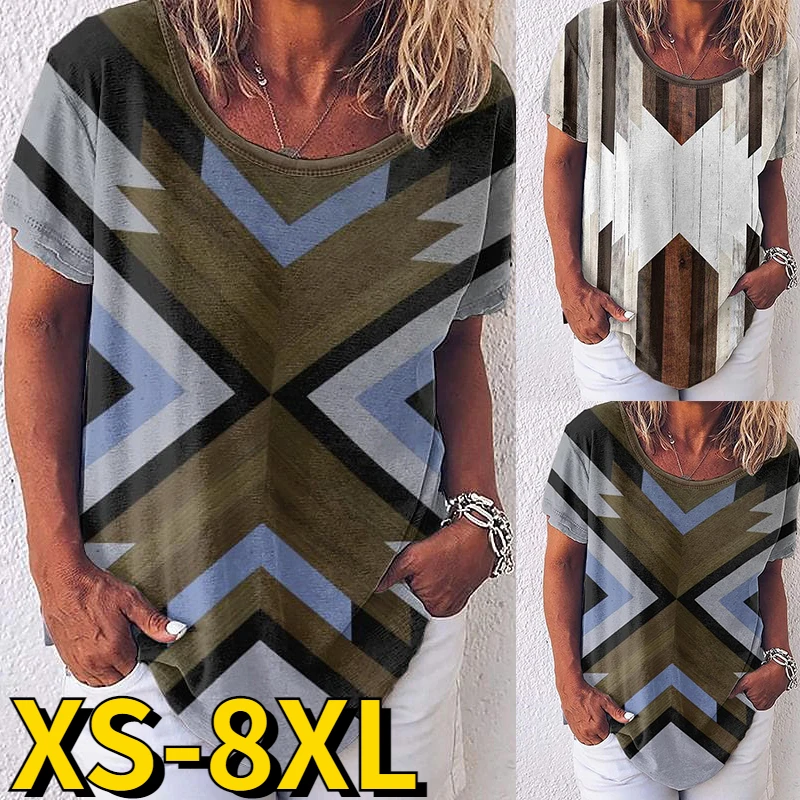 

Round Collar Tee Fashion Short Sleeve Women's Retro Pullover New Design Printing Tee Shirt Summer Casual Top Temperament T Shirt