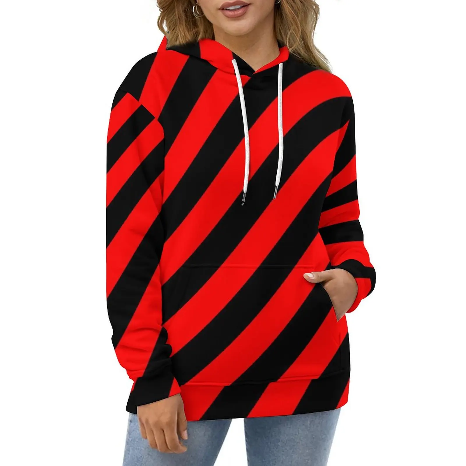 

Diagonal Striped Hoodies Female Albania National Flag Streetwear Casual Pullover Hoodie Long Sleeve Custom Hooded Sweatshirts