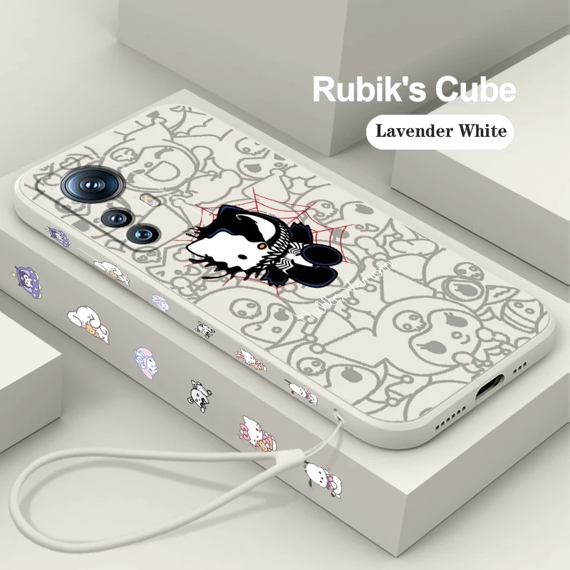 

Hello Kitty Spiderman Venom Phone Case For Xiaomi Mi 13 12S 12 12X 12T 11i 11T 11 10 10S Pro Lite Ultra 5G Liquid Left Rope