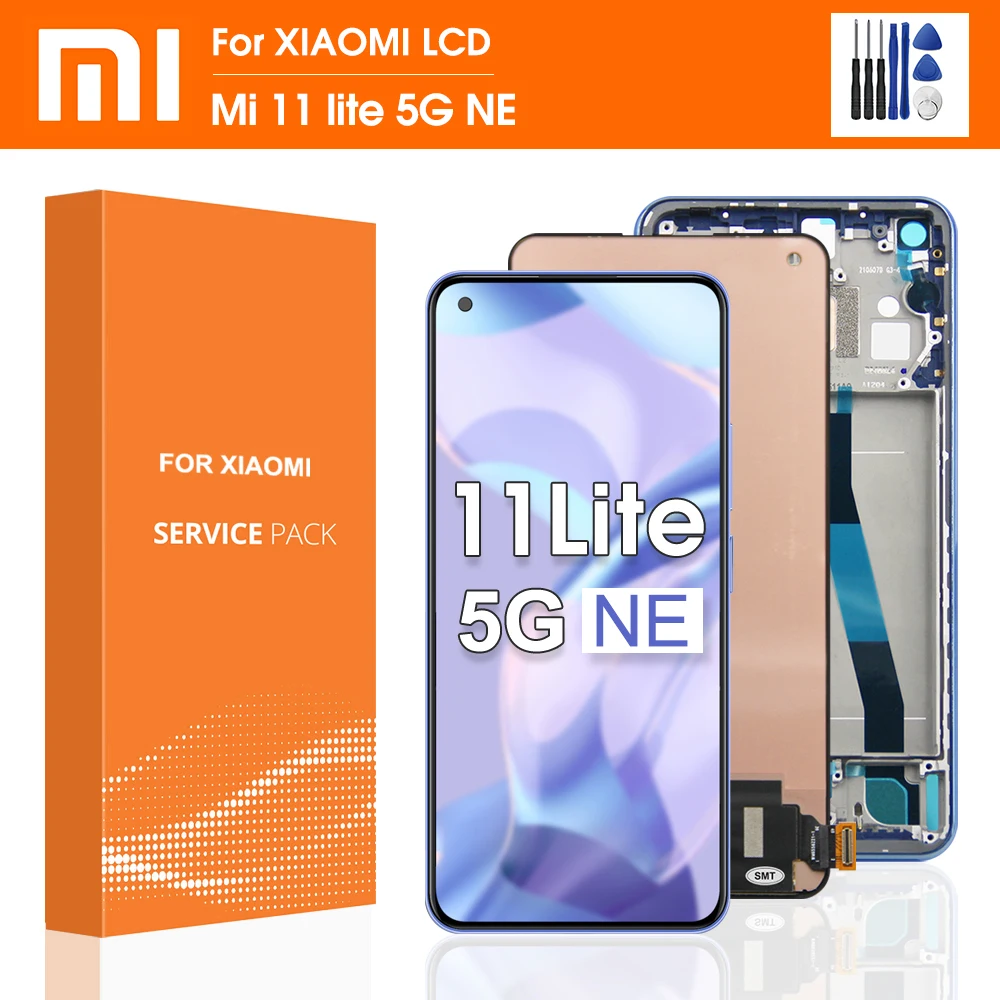 

6,55 "Оригинальный дисплей для Xiaomi Mi 11 Lite 5G NE LCD 2109119DG 2107119DC 2109119DI, сенсорный экран с рамкой и дигитайзером в сборе