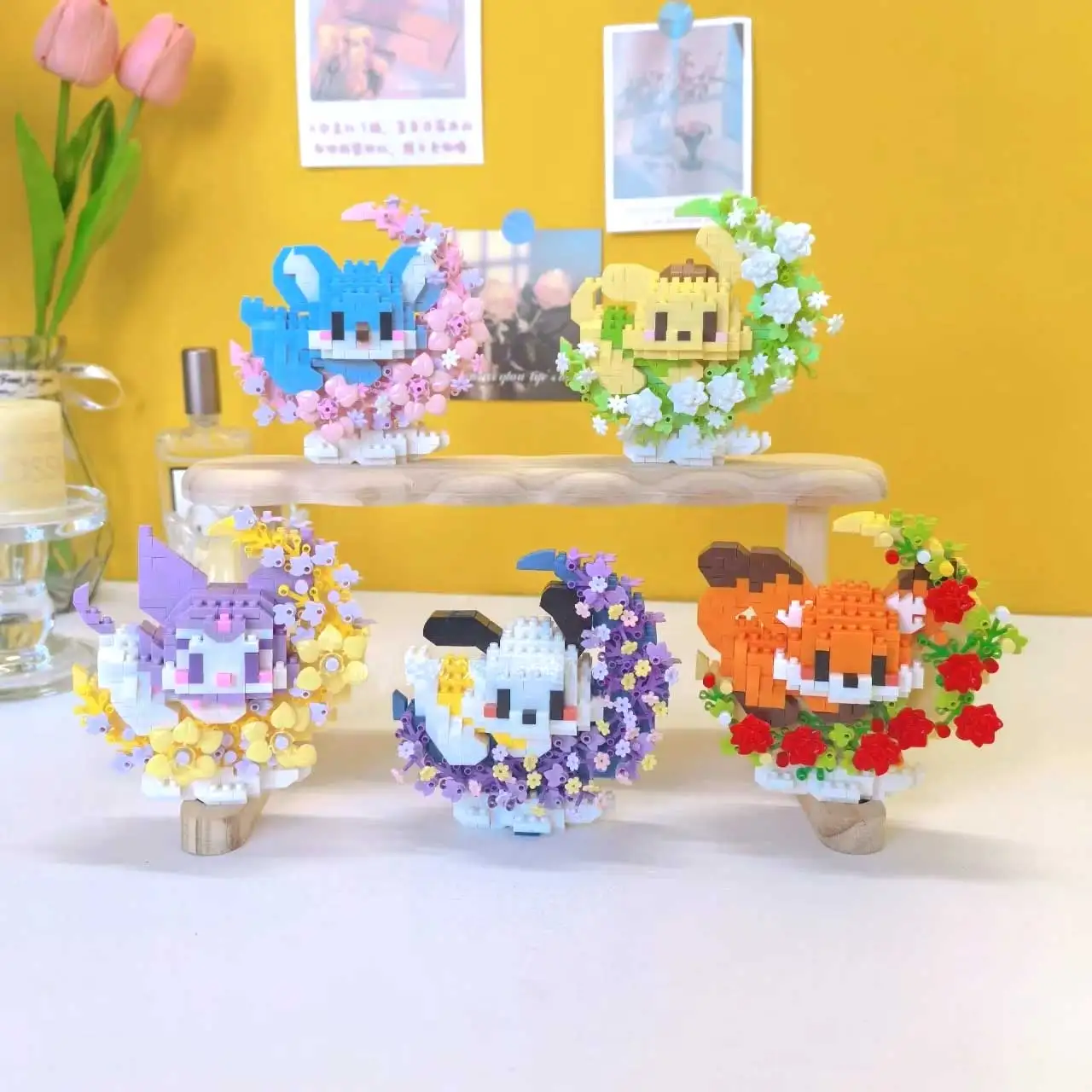 Sanrio Kuromi Cinnamoroll панда кошка мышь маленькое животное модель строительные блоки