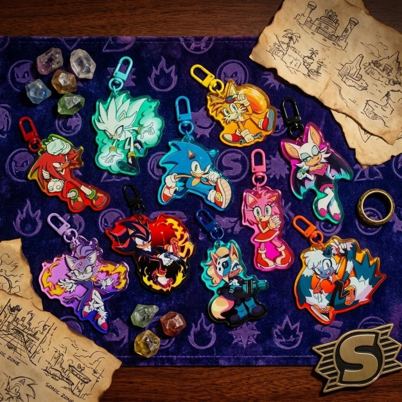 Фото Акриловый брелок Sonic Tails Knuckles Shadow Amy Rouge Blaze Silver Tangle Whisper 5 см, переливающийся, разноцветный, с крючком, подарок по игре Sonic №1