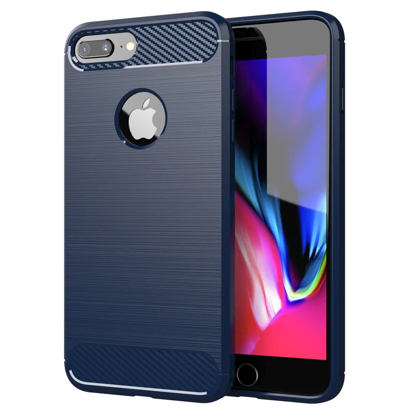 Мягкий чехол для телефона iPhone 8Plus из углеродного волокна ТПУ Тяжелая