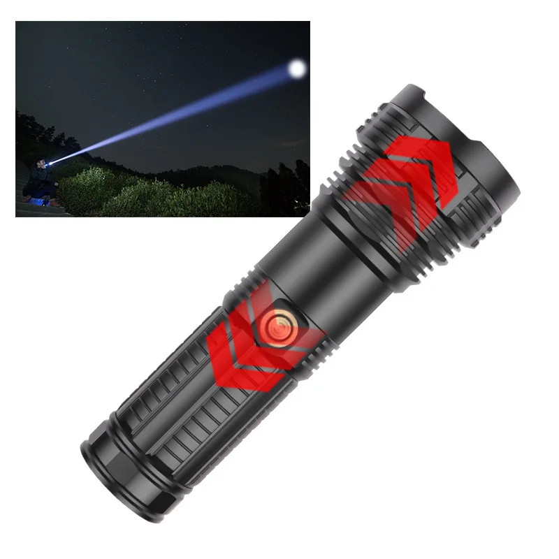 Self Defense Rechargeable Flashlight1800LM 5 Modes Waterproof LED Light Type-C Seaching Torch lanterna Camping Outdoor Equipment