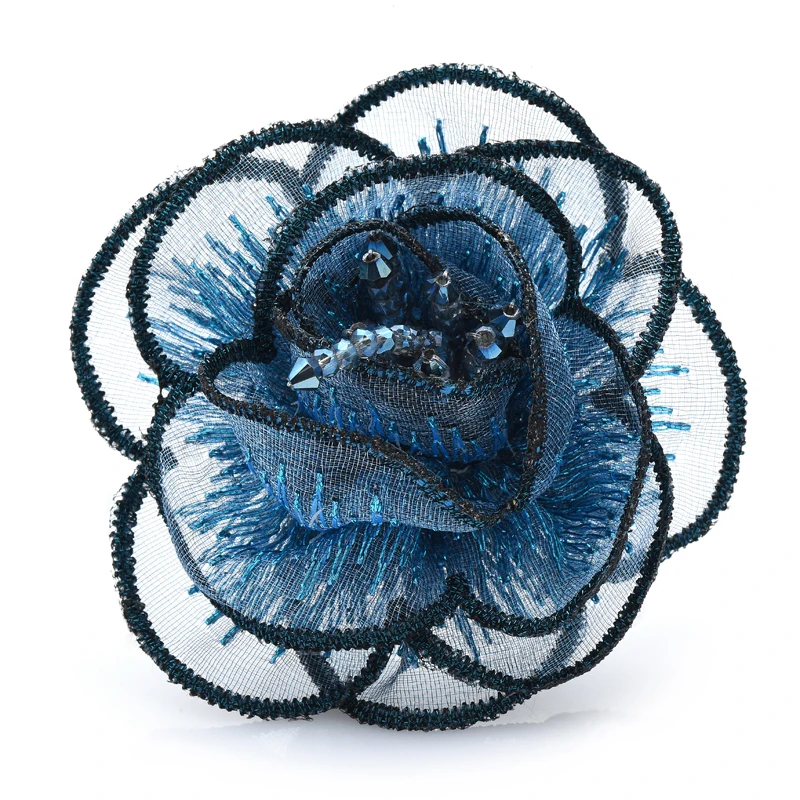 

Wuli&baby Lace Flower Brooches For Women Men 4-color Beauty Flower Party Office Brooch Pin Gifts