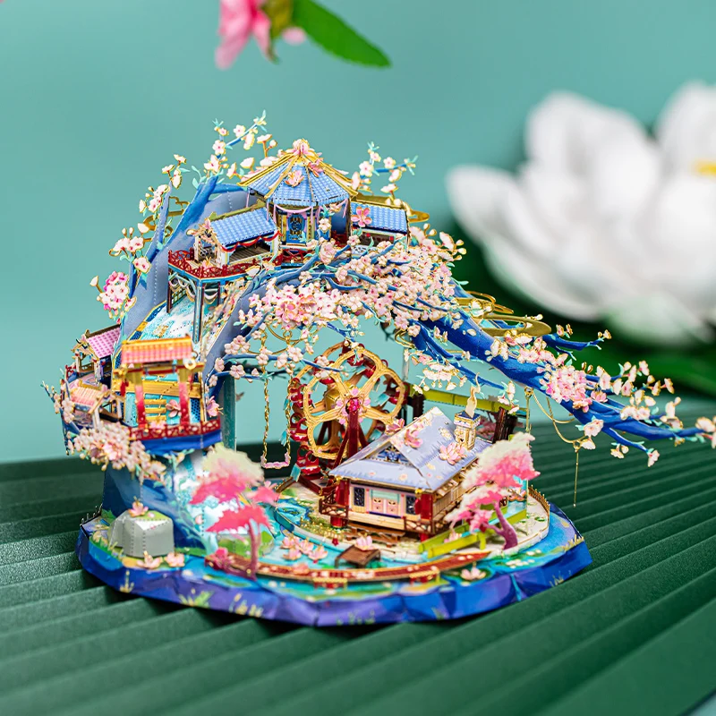 Фото Художественная модель MU, 3D металлический пазл, цветок персика, строительные модели, наборы «сделай сам», 3D лазерная вырезка, сборные головол... №2