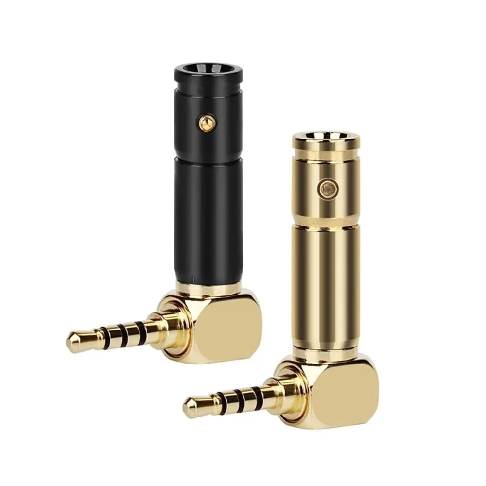

2.5 Earphone Plug 2.5mm 3/32" Jack 4 Poles Metal Splice Line Wire Connector HiFi Stereo Headset 90 Degree Bend Solder Adapter